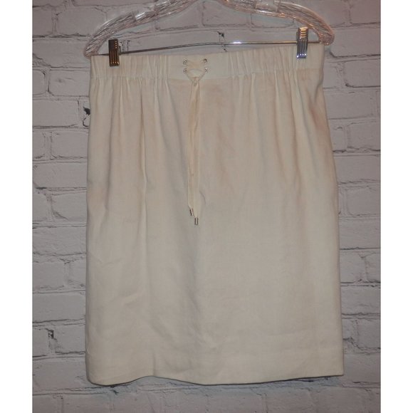 Worth Ivory Skirt 12 Crisp Lace Up Career  Neutral - Picture 1 of 4